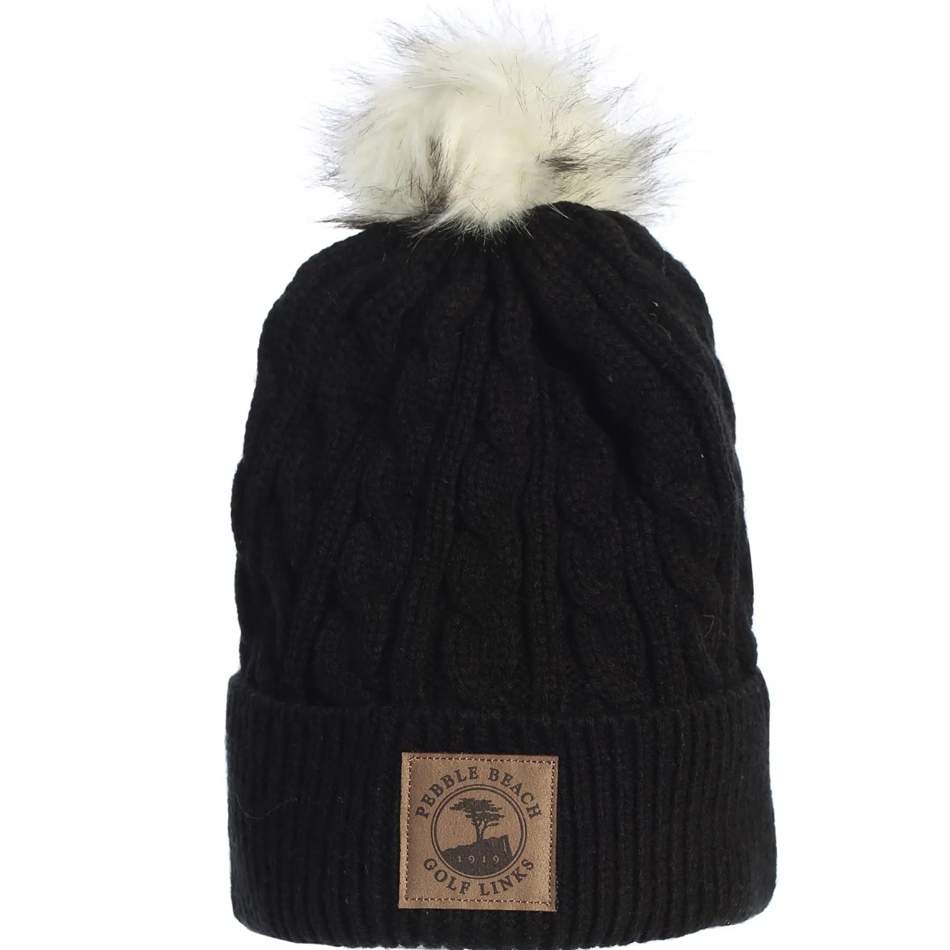 Pebble Beach Ladies Cable Knit Pom Beanie By Ahead