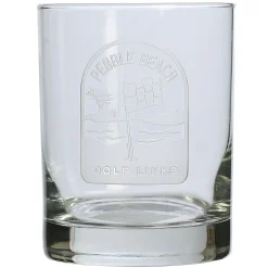 Pebble Beach Pin Flag Scene Rocks Glass