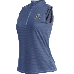 Pebble Beach Women's Sleeveless 1/2 Zip Stripe Polo By Adidas