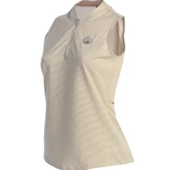 Pebble Beach Women's Sleeveless 1/2 Zip Stripe Polo By Adidas